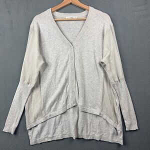 Subtle Luxury Gray Cotton Cashmere Silk Blend Cardigan‎ Long Sleeve Sweater SM